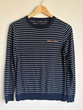 Banana Republic silk & cashmere Crewneck Sweater with Yellow Embroidery